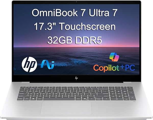 Laptop AI HP OmniBook 7 (Next Gen Envy 17), pantalla táctil FHD de 17.3", Intel Core Ultra 7 258V, 32GB RAM DDR5, SSD personalizado IST de 256GB/512GB/1TB/2TB, GPU ARC 140V (16GB), cámara web IR, Win 11 Pro