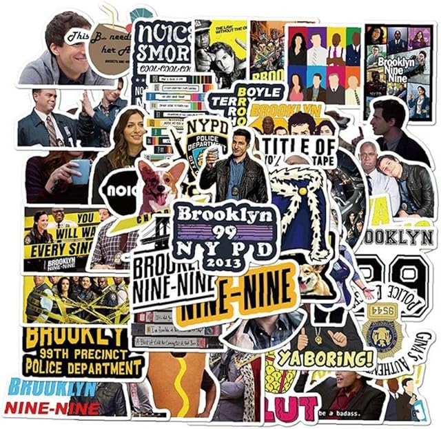 Pinicecore 50pcs Stickers Brooklyn Nine-nine Variety Vinyl Waterproof Car Sticker Motorcycle Bicycle Luggage Decal Graffiti Patches Skateboard Stickers for Laptop Stickers