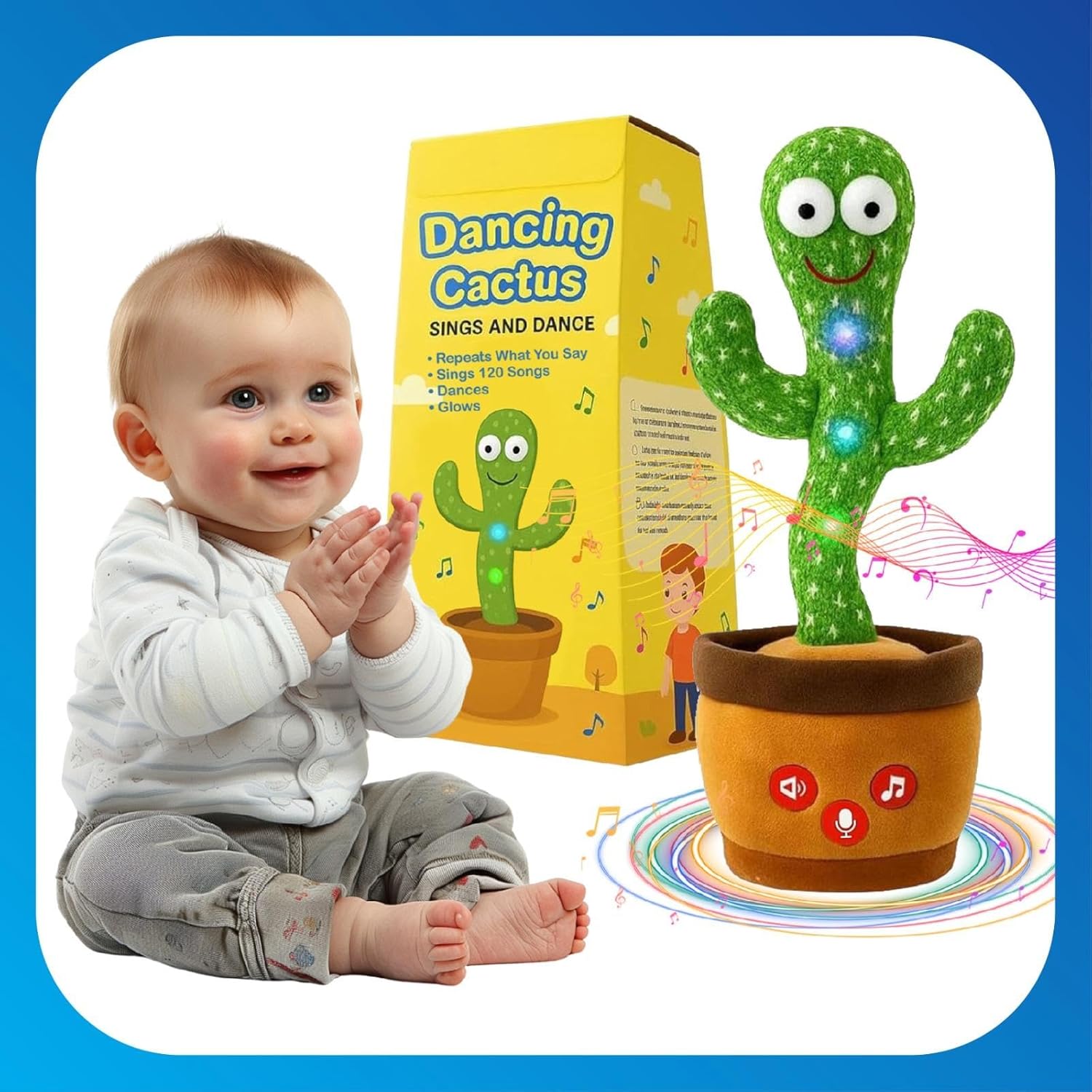 Dancing Cactus Toy for Kids – Interactive Talking Cactus with Volume Control, Mimics & Repeats What You Say, Sings 120 Songs – Perfect for Autism-Friendly Gift for Toddlers, Boys & Girls Ages 3-6+ - Image 6