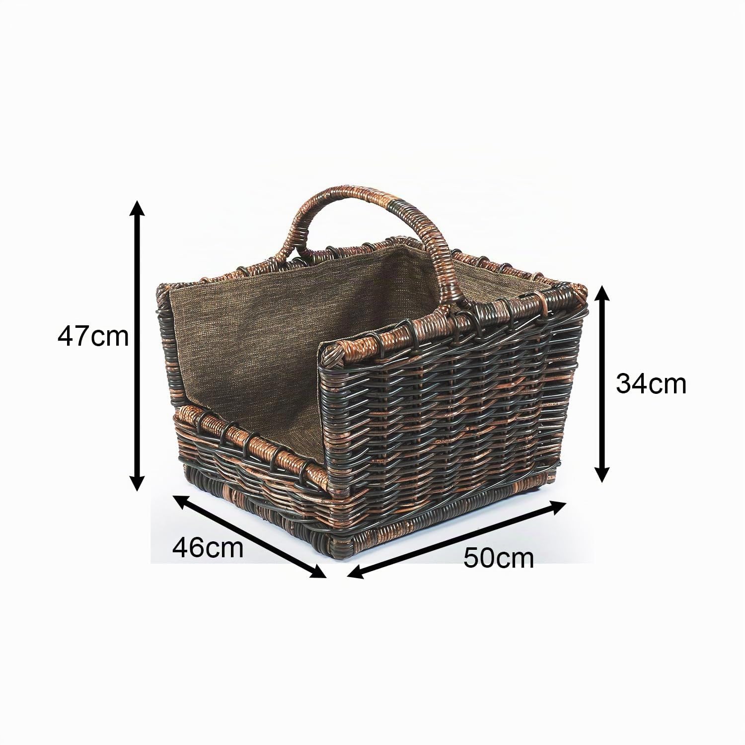 Kobolo Kaminholzkorb Holztrage für Kaminholz aus Rattan mit Stoff
