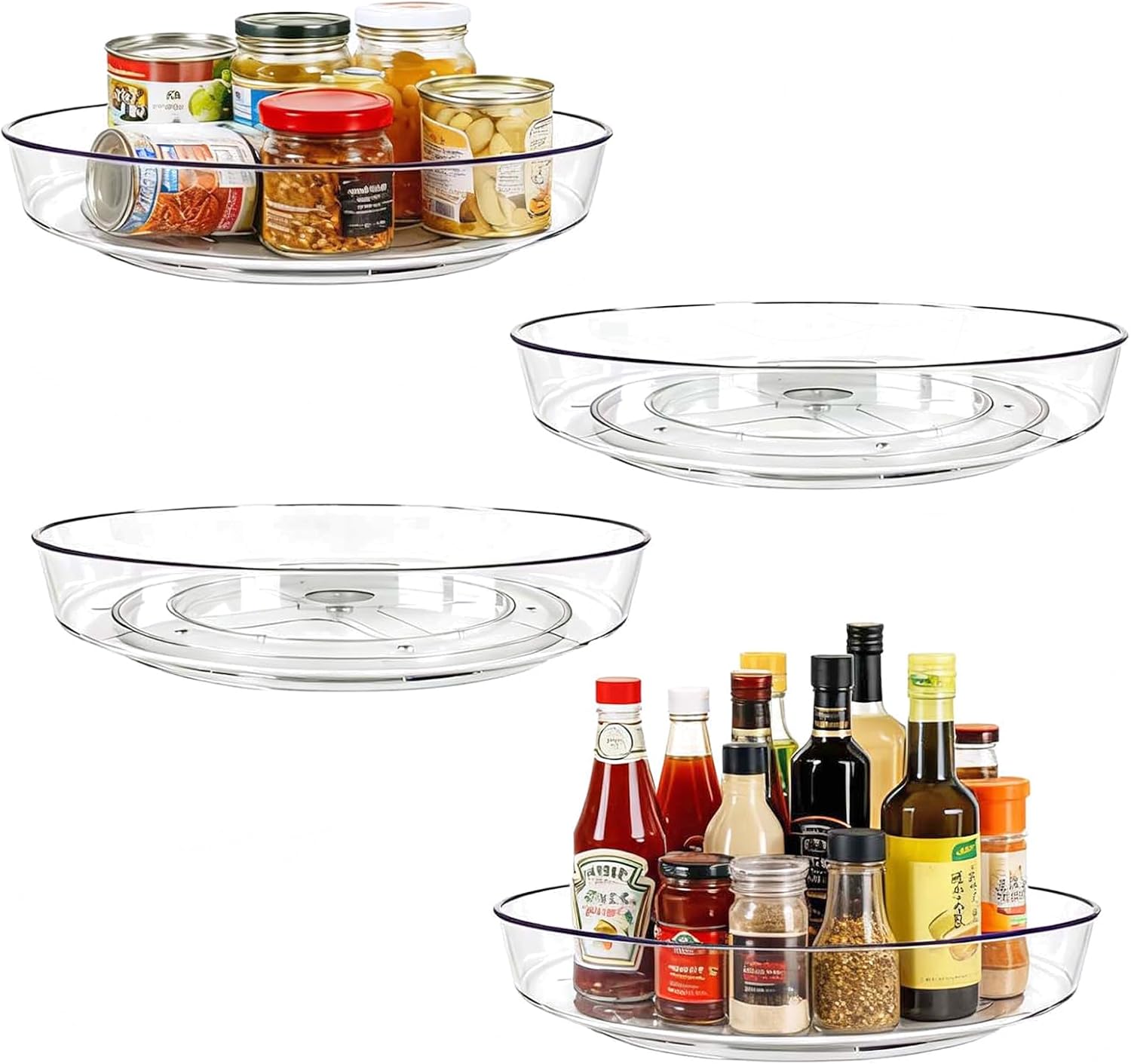 10-Inch MiraFure Lazy Susan Turntables – BPA-Free Spice Organizers (4-Pack)