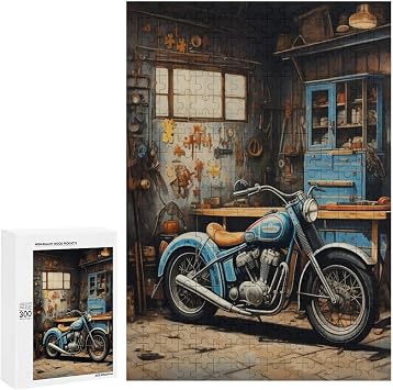 Wooden Puzzle - Vintage Style Motorcycle Jigsaw Puzzles,Wooden Puzzles for Adults 300 Pieces Unique Gifts for Wall Art,Challenge Puzzles,Family Puzzles,Educational Games