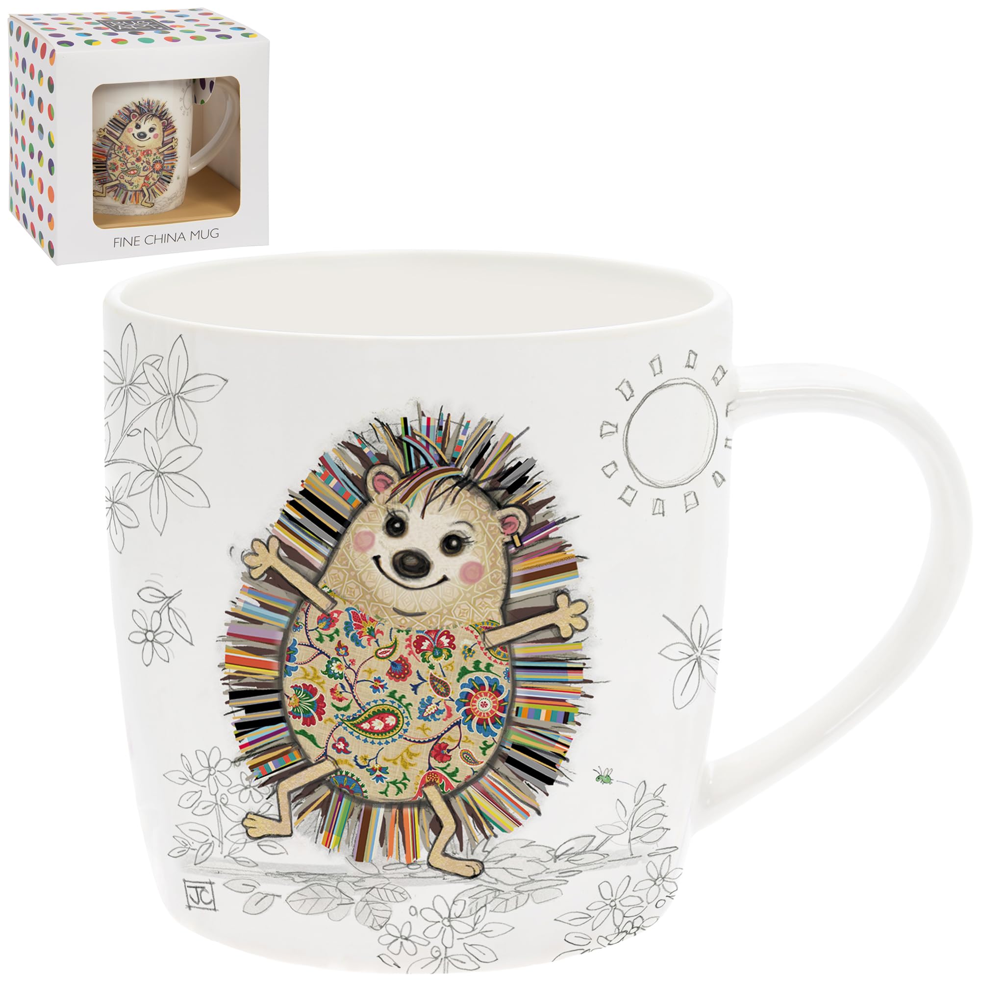 Ceramic Mug Hattie Hedgehog Animal Print Cup Bug Art Fine China Novelty Cartoon from B&Q