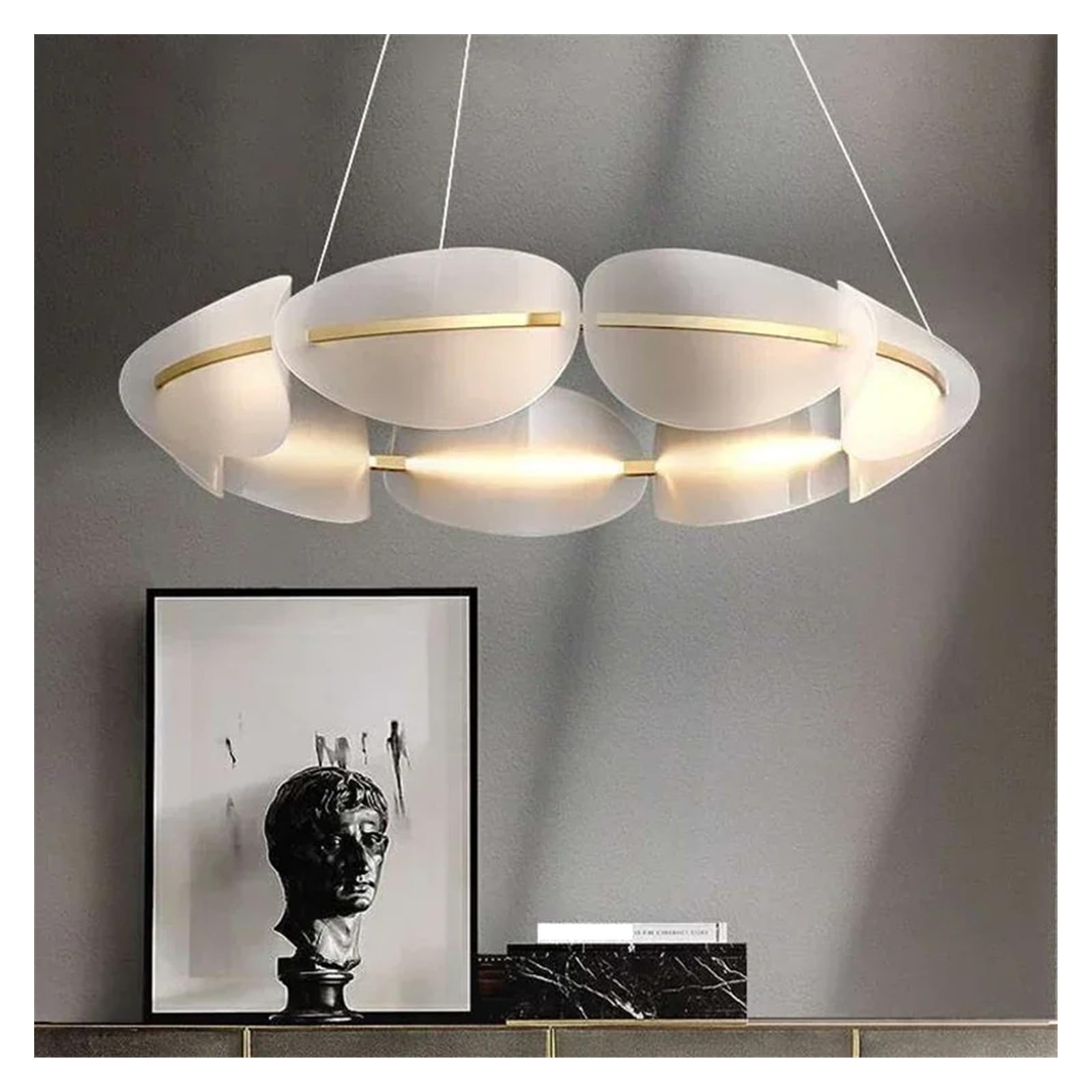 Lustre Moderne en Acrylique à LED en Forme de Feuille, idéal pour Le Salon, la Salle à Manger, la Chambre, la Cuisine. Suspension décorative (12 lumières, Neutre).