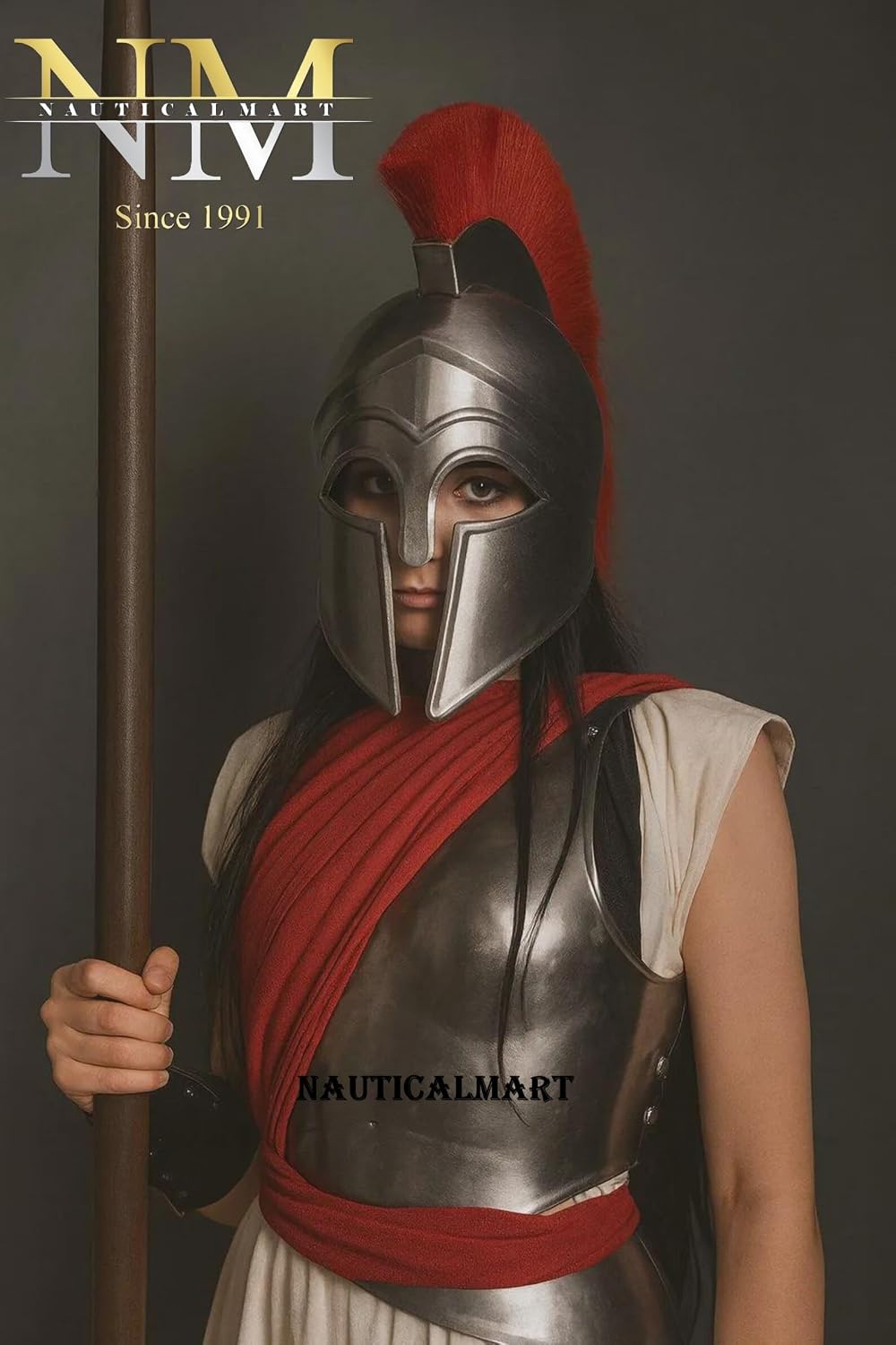 Female Spartan Warrior Lady Half Body Armor Set- Ancient Greek Female Armour W/Helmet, Cuirass Or Bracers Perfect for LARP, Historical Reenactment, Halloween, Theater Act Costume, Cosplay & Roleplay,