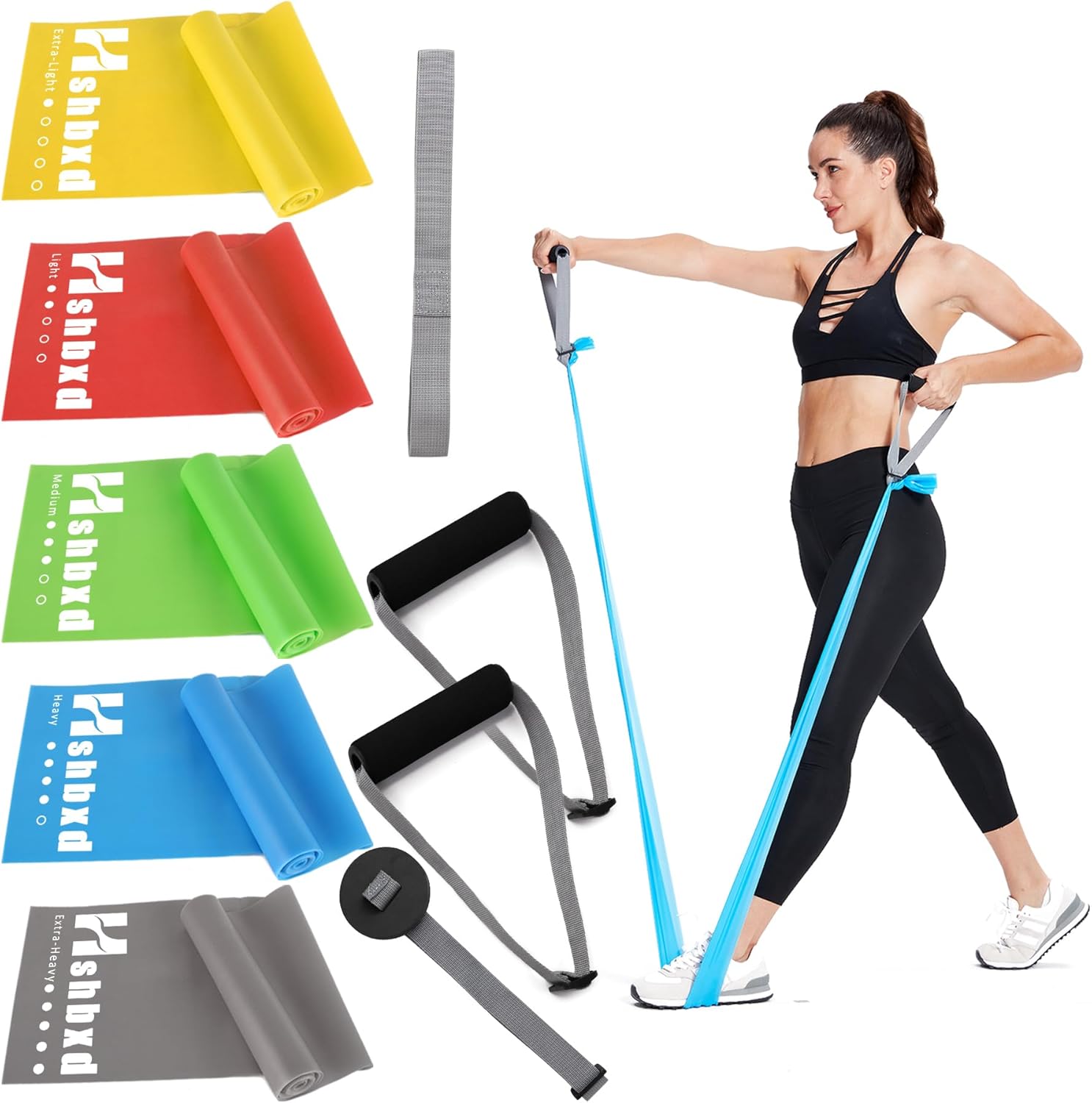 5 Resistance Bands and Resistance Band Handles, Door Anchor