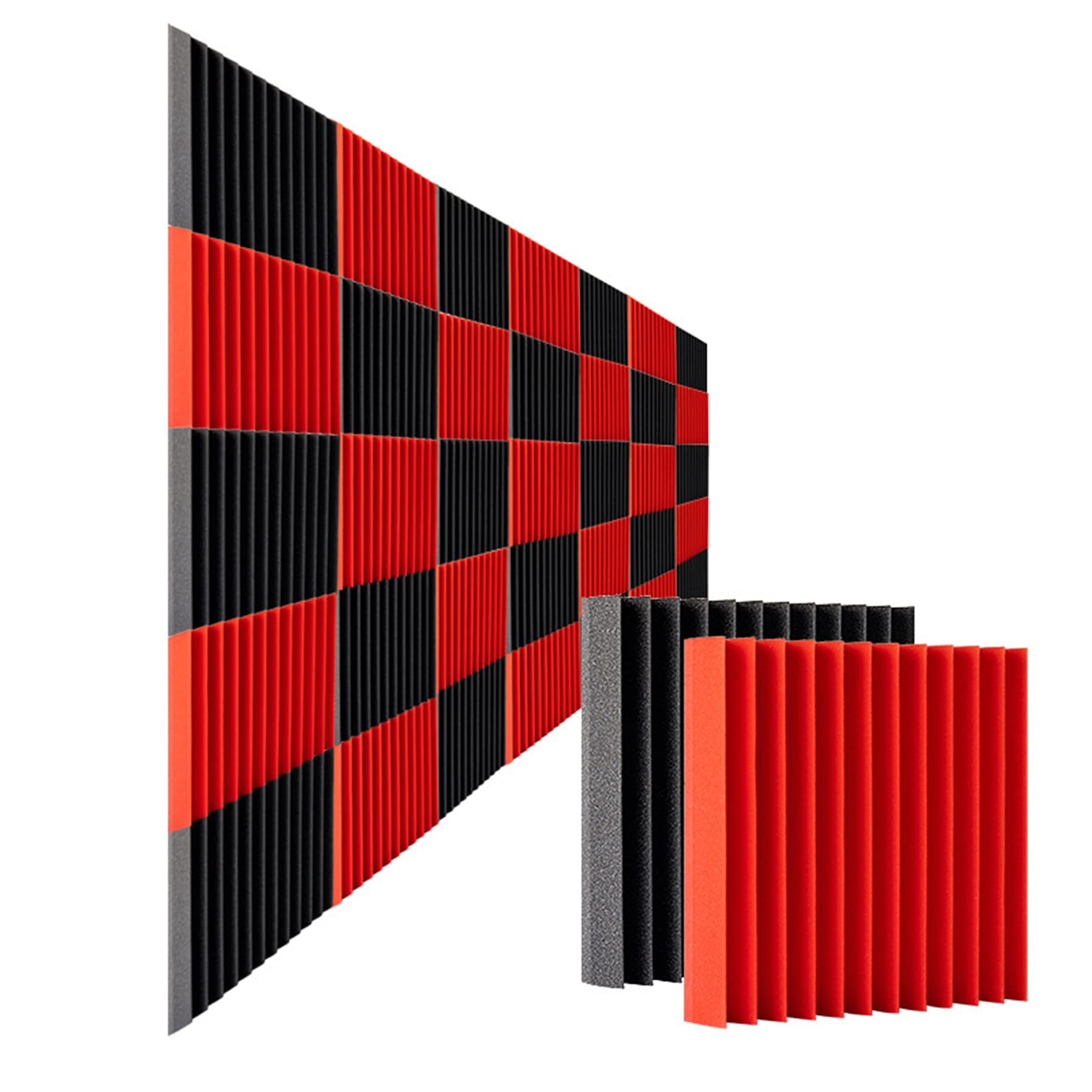 12-pak Paneli Akustycznych Dźwiękoszczelny Panel ścienny Z Pianki Studyjnej Do ścian Panele Dźwiękochłonne Panele Dźwiękochłonne Klin Do Sufitu Home 12 "X 12" X1 "(Color:Czerwony)
