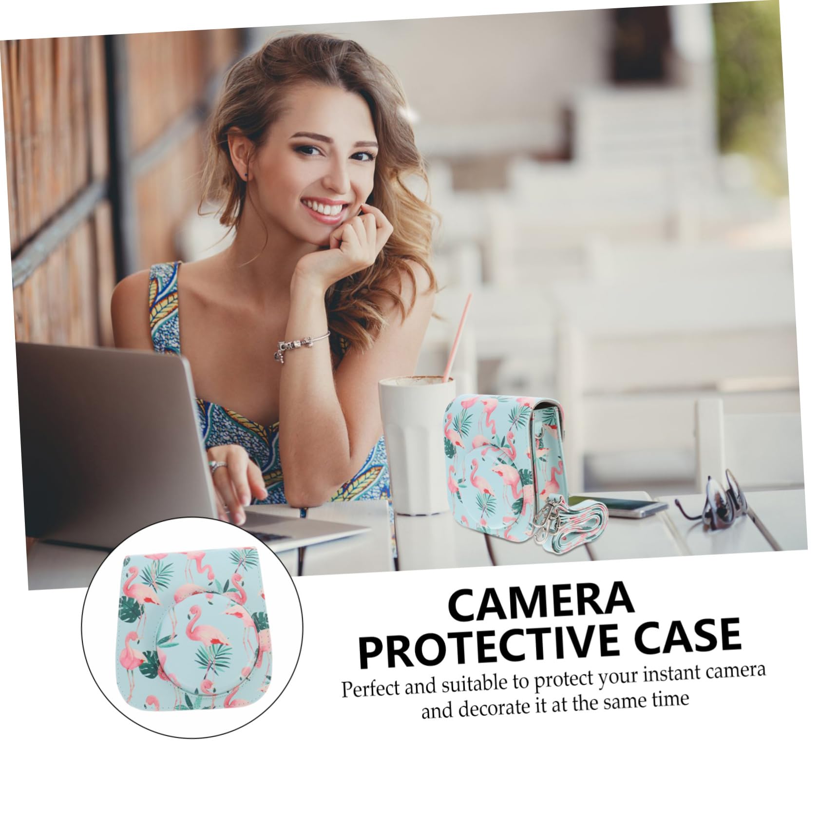 DOITOOL 2pezzi Custodia Per Fotocamera Istantanea Pu Flamingo Protettiva Compatibile Mini Per Shopping Escursioni e