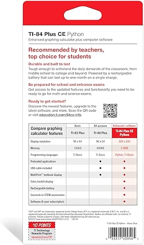 Miniatura 90 de Calculadora gráfica TI84PLSCEBLUBRY de Texas Instruments, Negro