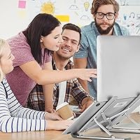 Vista 8 de Soporte de computadora portátil plegable de aluminio para escritorio, soporte ajustable para tableta, compatible con MacBook Air Pro, Lenovo, Dell