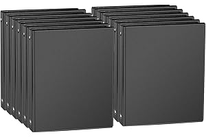 1-inch 12-Pack Black Round Ring Letter Size Presentation Binders