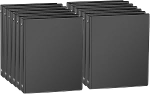 CIXILDTS 1-inch 3 Ring Binder with 2 Interior Pockets, 1'' Basic Binders Holds US Letter Size Paper - Durable, Versatile Binders for Office and School Use, 12 Pack, Balck (12-Pack, Black, 1")
