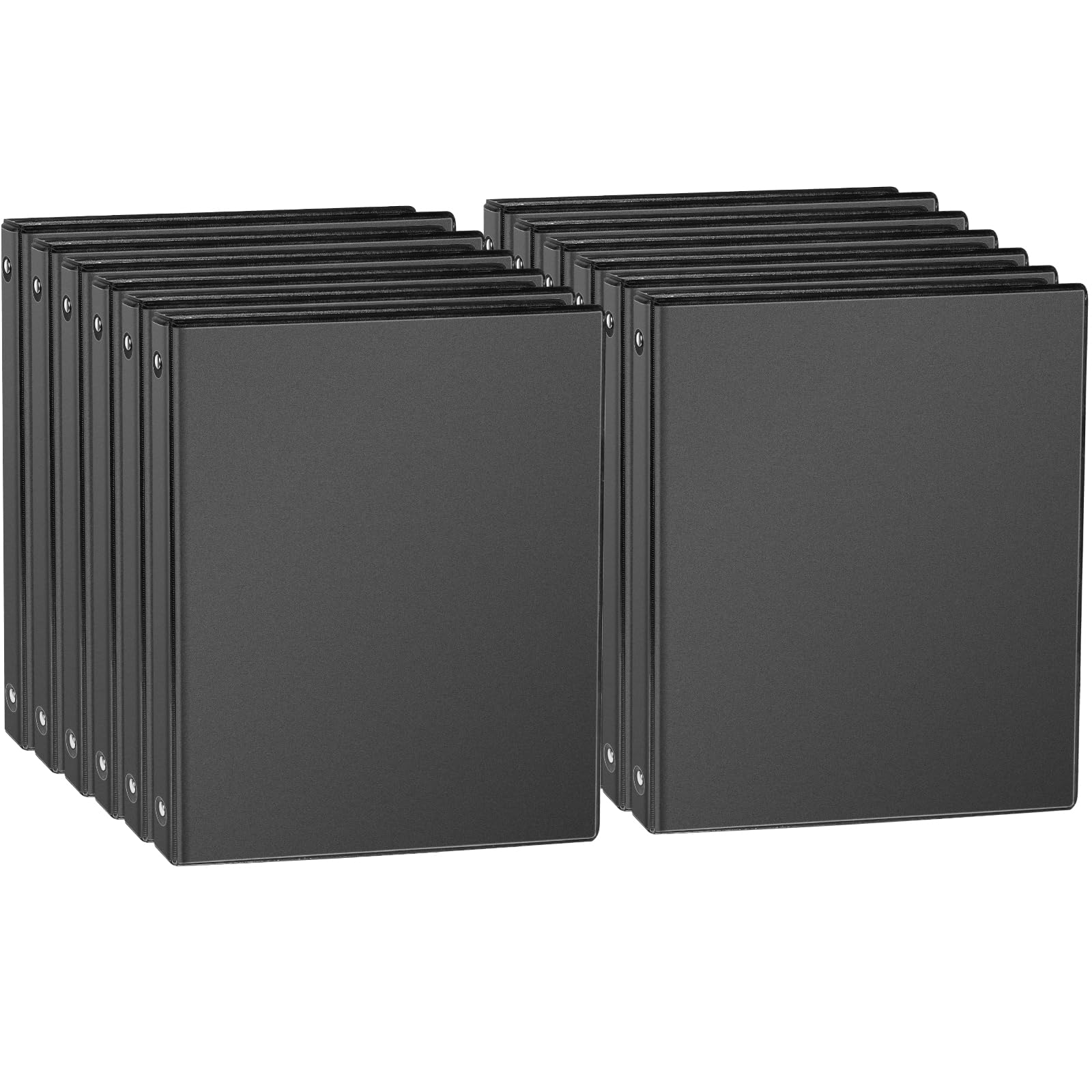 1-inch Round Ring Binder, Standard 3 Ring Binder Fit Letter Size Paper, Presentation View Binders, Black,12-Pack