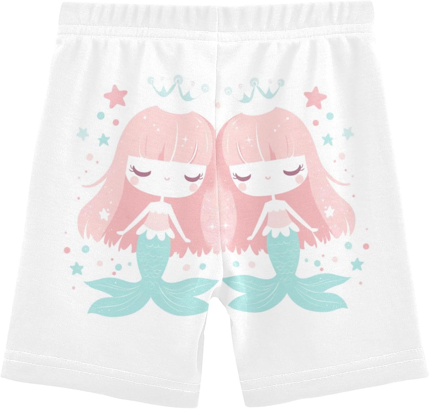 Mermaid Stars Pink Girls Bike Shorts Toddler Soft Cotton Under Dress Dance Shorts