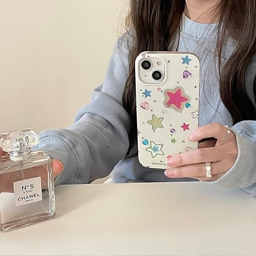 Miniatura 4 de Funda brillante para teléfono compatible con iPhone 12 Pro Max, bonita funda coreana con purpurina de estrellas para mujeres y niñas + calcomanía