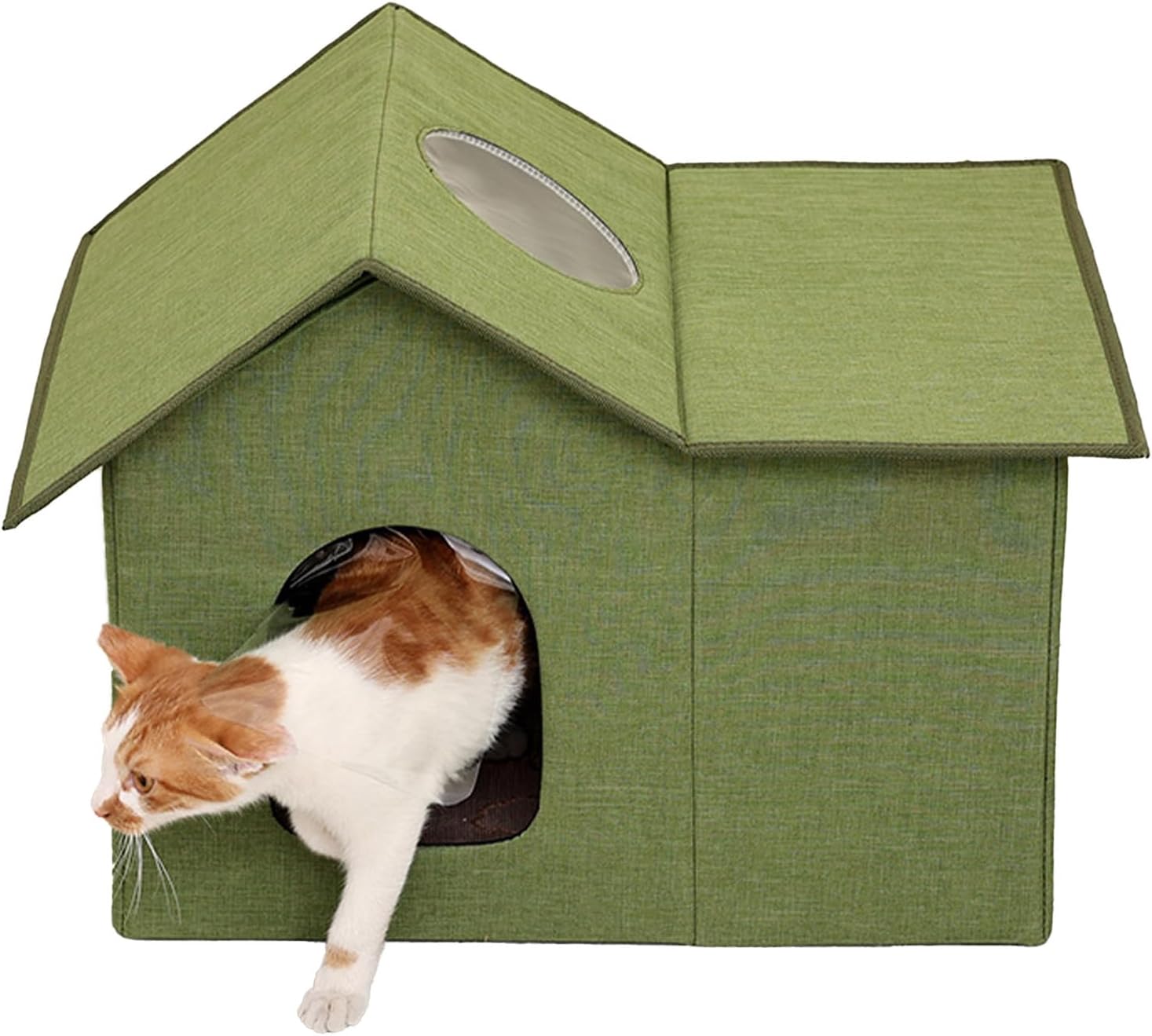 Outdoor Cat House, Foldable Waterproof Outdoor Cat Shelter, with Transparent Curtain Windproof Easy to Assemble Oxford Cloth Waterproof Cat House, Indoor and Outdoor use (Gray)