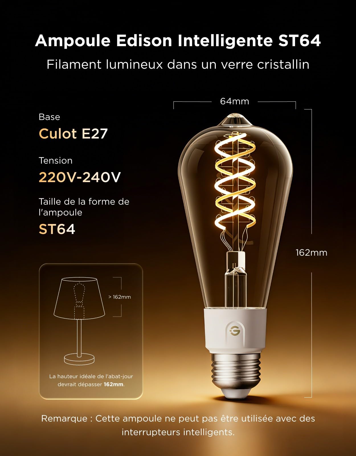 Govee E27,E14 et ST64 Ampoule Connectée RGBWW, Compatible avec Matter, Alexa et Google Assistant
