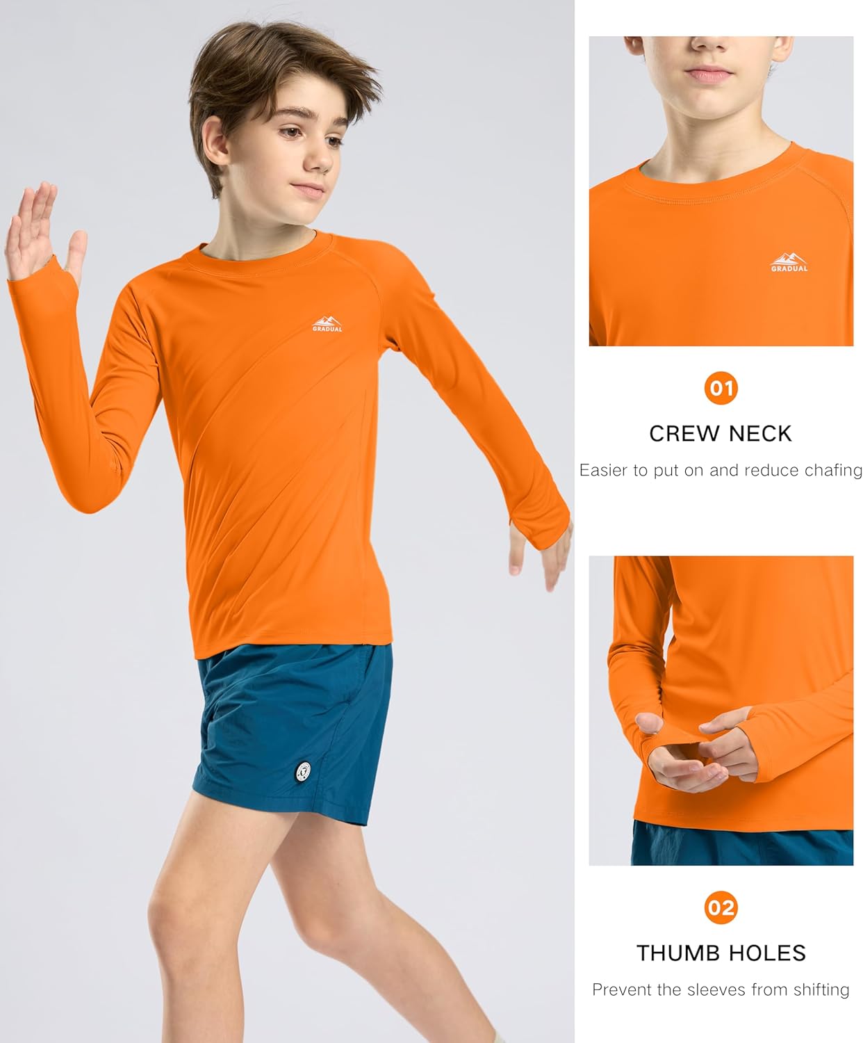 Boys Swim Shirt Long Sleeve Rash Guard UPF 50+ Sun Protection Shirts Quick Dry Lightweight Water Shirts for Kids - Image 5