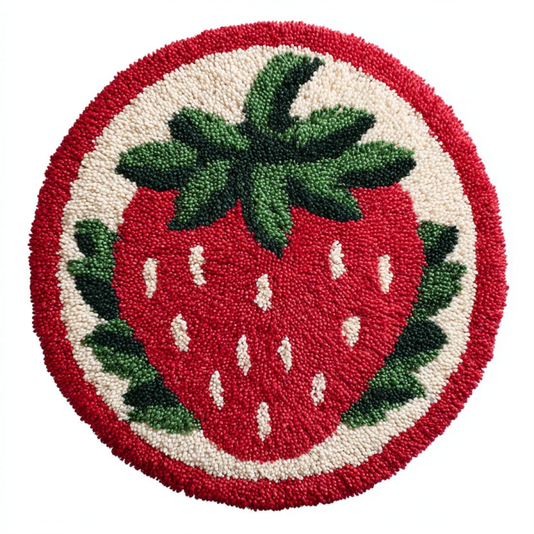 Rqwybcaxn DIY Latch Hook Rug Kit for the Elderly Crochet Starter Kit Cartoon Fruits 100x100cm Round Tapestry with Crochet Hook Hallway Craft Gift