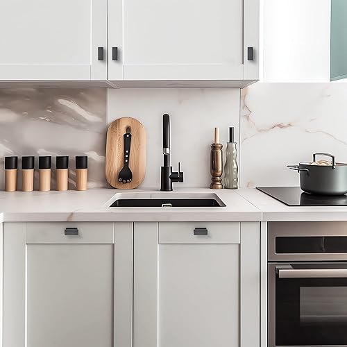 Miniatura 4 de Ravinte Hardware Paquete de 20 tiradores de gabinete negro mate, manijas de cocina negras de 1.46 pulgadas para armarios y armarios, pomos centrales