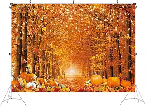 Miniatura 9 de Fluzimir Telón de fondo de fotos de otoño de tela de poliéster gruesa y duradera de 7 x 5 pies para fotografía, bosque de otoño, hojas de arce,