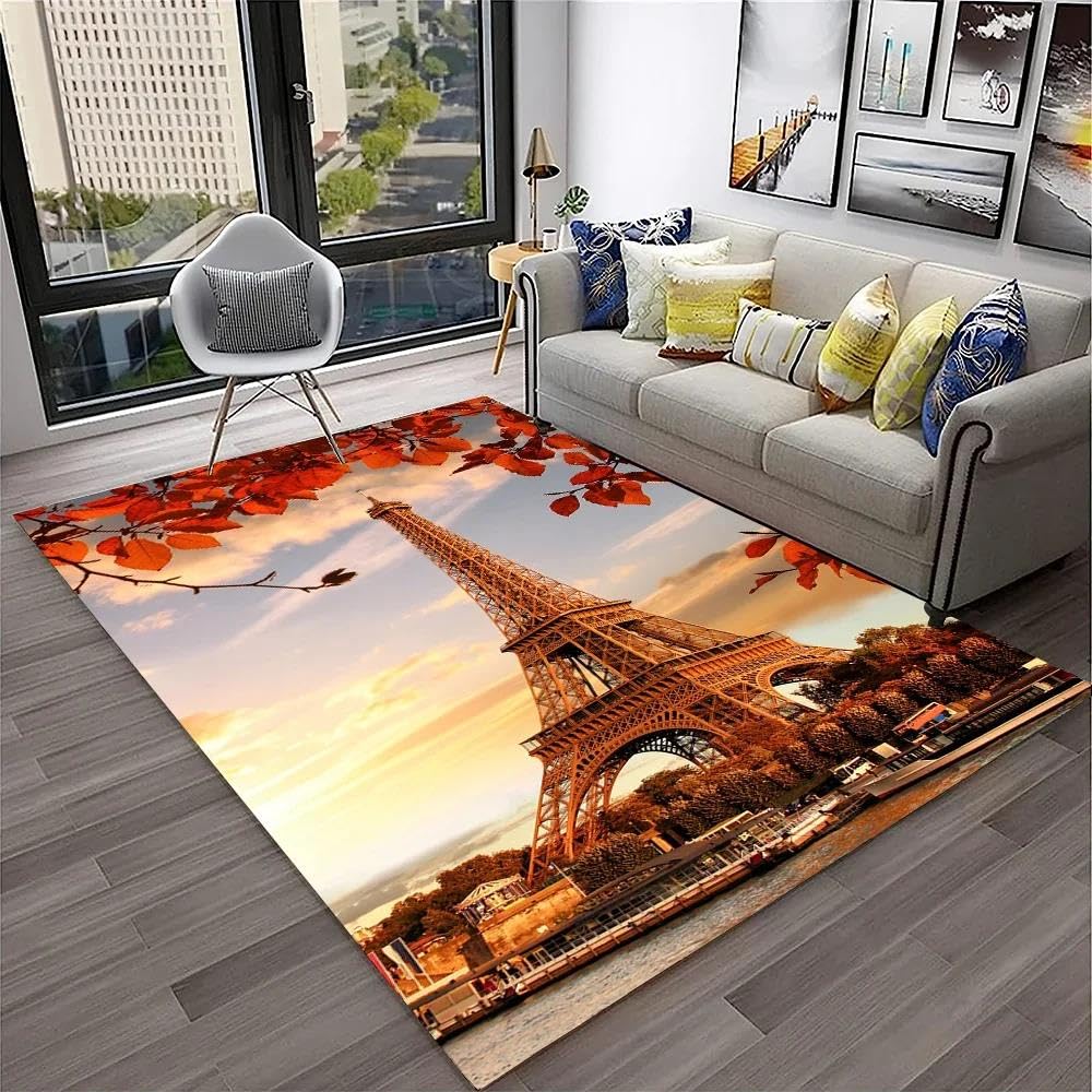 Tapis de cuisine antidérapant Tour Eiffel 3D lavable et sécurisé