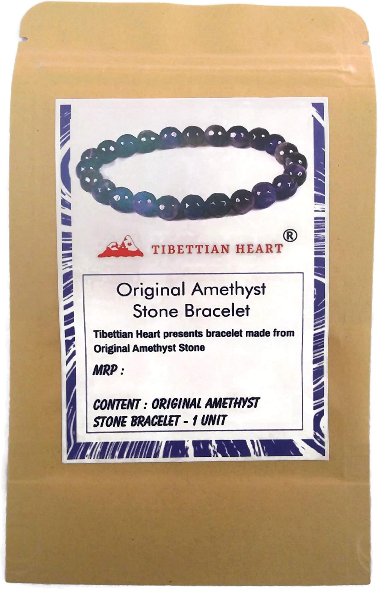 Tibettian Heart Amethyst Stone Bracelet