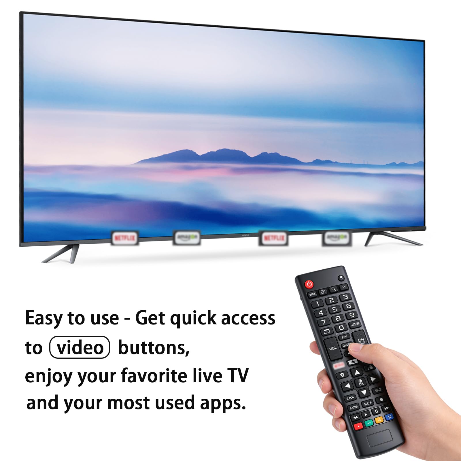 Telecomando Sostitutivo LG Universale, 2PCS AKB75095307 per Telecomando LG Smart TV, con Netflix Amazon Streaming Buttons, Non Serve Programmazione Compatibile Universale per LG TV LED LCD HDTV 3D 4K