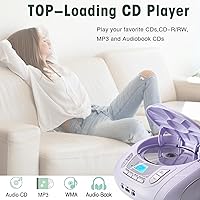 Vista 3 de Reproductor de CD de radio con Bluetooth, radio FM, reproducción de MP3 USB, entrada auxiliar, conector para auriculares, compatible con CD MP3