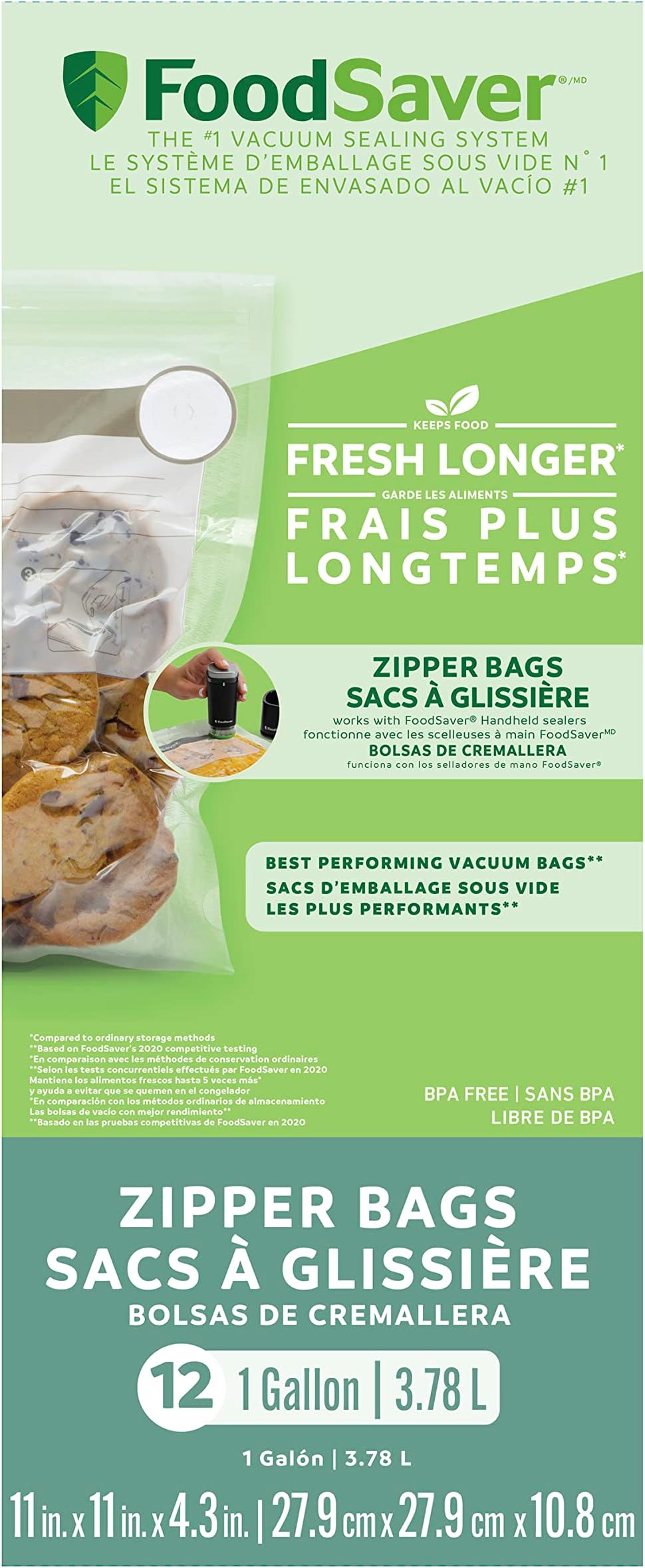 FoodSaver Gallon-Sized Vacuum Zipper Bags. Pack of 12