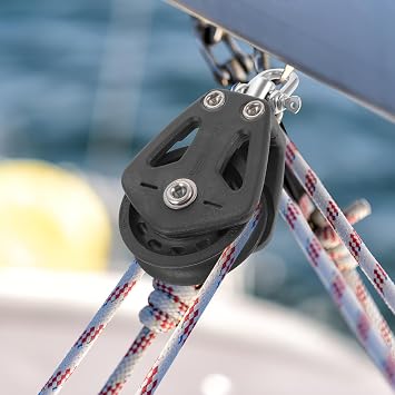 TEHAUX Sailboat Pulley Nylon Crane Pulley Block Lifting Single Pulley Swivel Pulley Black