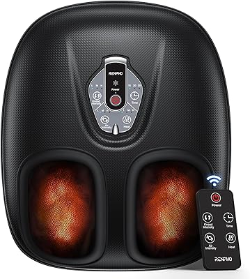 RENPHO Foot Massager Machine with Heat [2026 Upgraded], Shiatsu Foot Massager for Plantar Fasciitis, Valentines Day Gifts for Women, Cordless Control, FSA Eligible HSA Store Eligible, BK