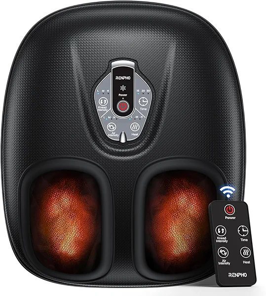 RENPHO Foot Massager Machine with Heat [2025 Upgraded], Shiatsu Foot Massager for Plantar Fasciitis, Birthday Gifts for Women, Wireless Control, D003R-BK