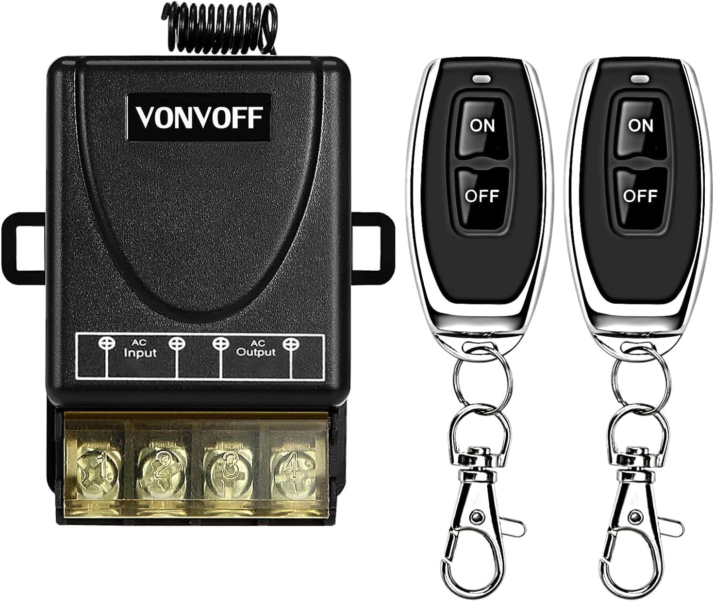 Wireless Light Switch with Receiver kit, AC110v/120v/30A Ralay 433MHz RF Remote Control Switch with 328ft Long Range for Motors,Exhaust Fans,Lamps,Security Systems,Garage Door.