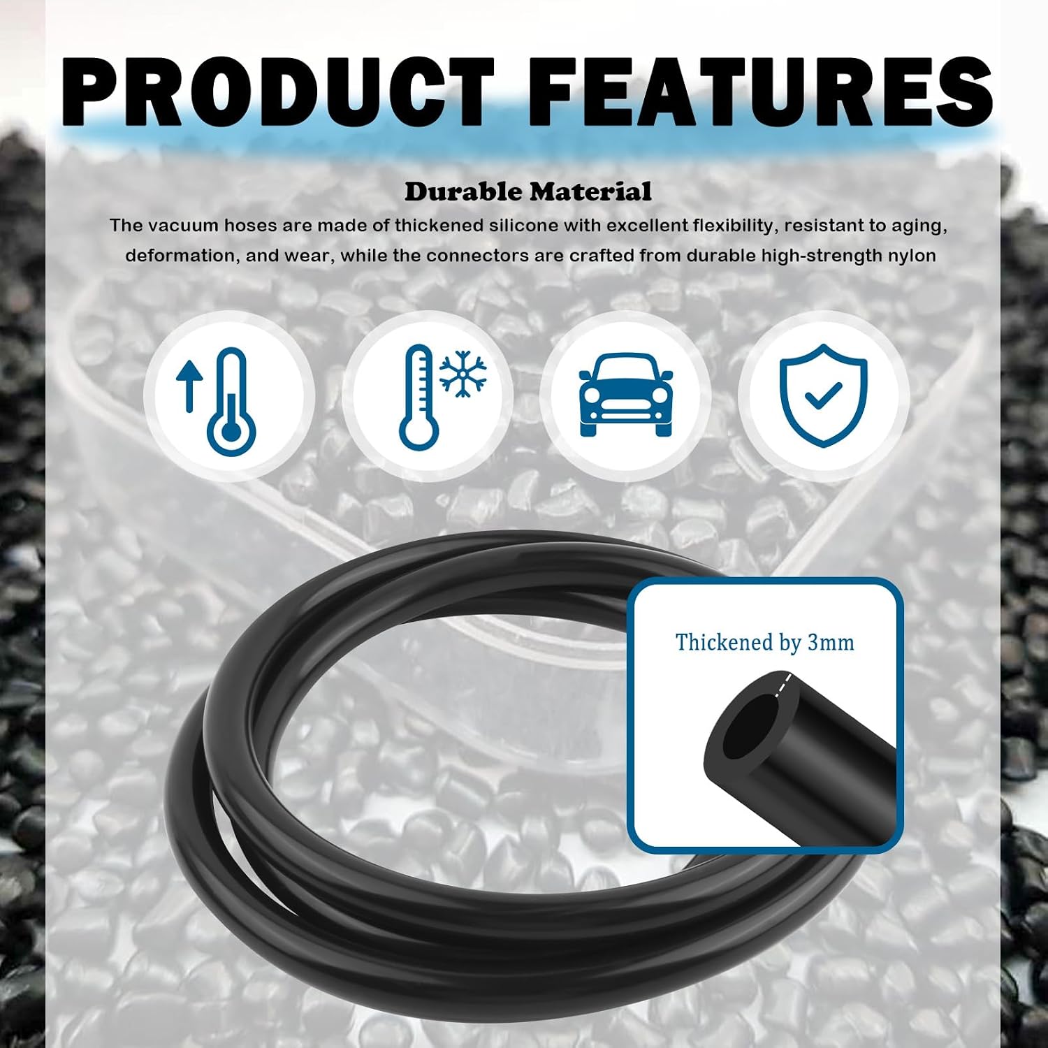 6PCS 4.9Ft ID 1/8" 5/32" 1/4" 5/16" 3/8" 3/16" Vacuum Lines Automotive Kit,Silicone Vacuum Hose Automotive with 64pcs Connectors & Tube Cutter,Multipurpose Vacuums Tube for Water/Air