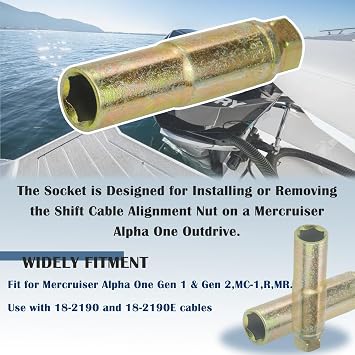 91-12037 Shift Cable Socket Compatible with Mercruiser Alpha One Gen I, II, MC-1, R & MR Shift Cable Remove & Install Socket 18-9861 Hinge Pin Tool