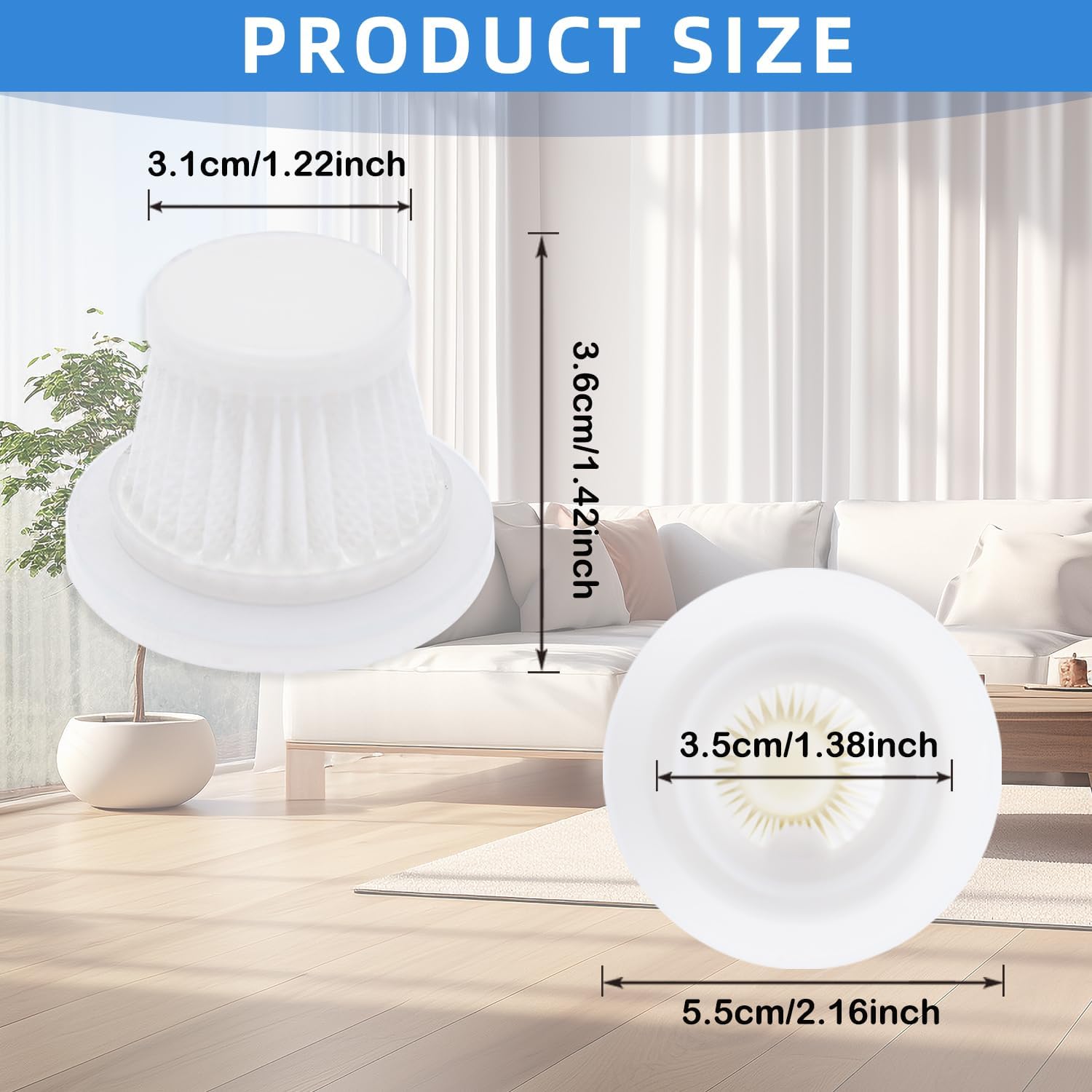 6-Pack LT-117C HEPA Filter Replacement: ONLY for KMM LT-117C Handheld Car Vacuum Cleaner (Blue Body) - Image 2