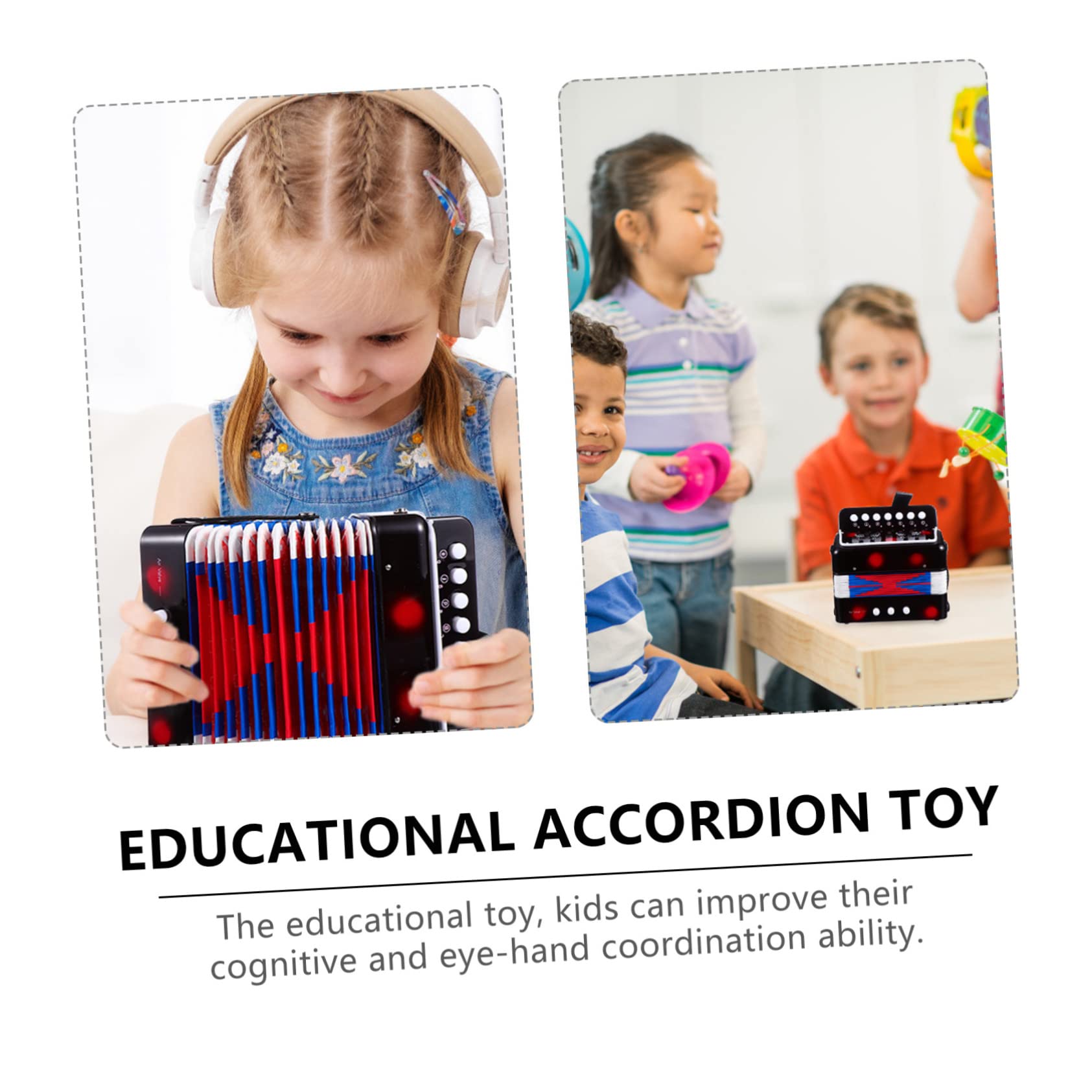 Yardwe Fisarmonica Mini per Ragazzo Ragazza Nero in Abs e Metallo Strumento Musicale Educativo per Pratica Musicale e Miglioramento Cognitivo Giocattolo Professionale