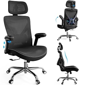 Ergalithic Ergonomic Office Chair-Computer X-Shaped Chair Mesh PU Leather with Adjustable Lumbar Support-Executive Desk Chair High Back with