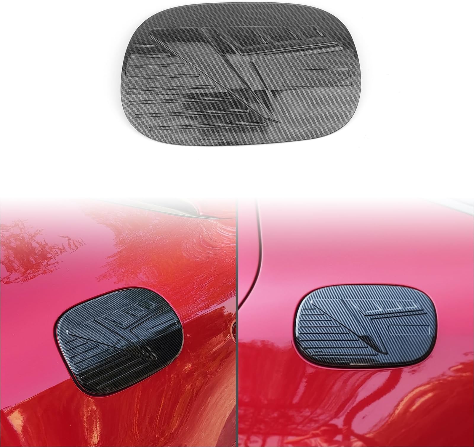 JUIVEEL Carbon Fiber ABS Fuel Tank Cover Oil Gas Cap Fuel Filler Door Trim Cover Decal Sticker Compatible with Kia Stinger 2017-2024 Accessories