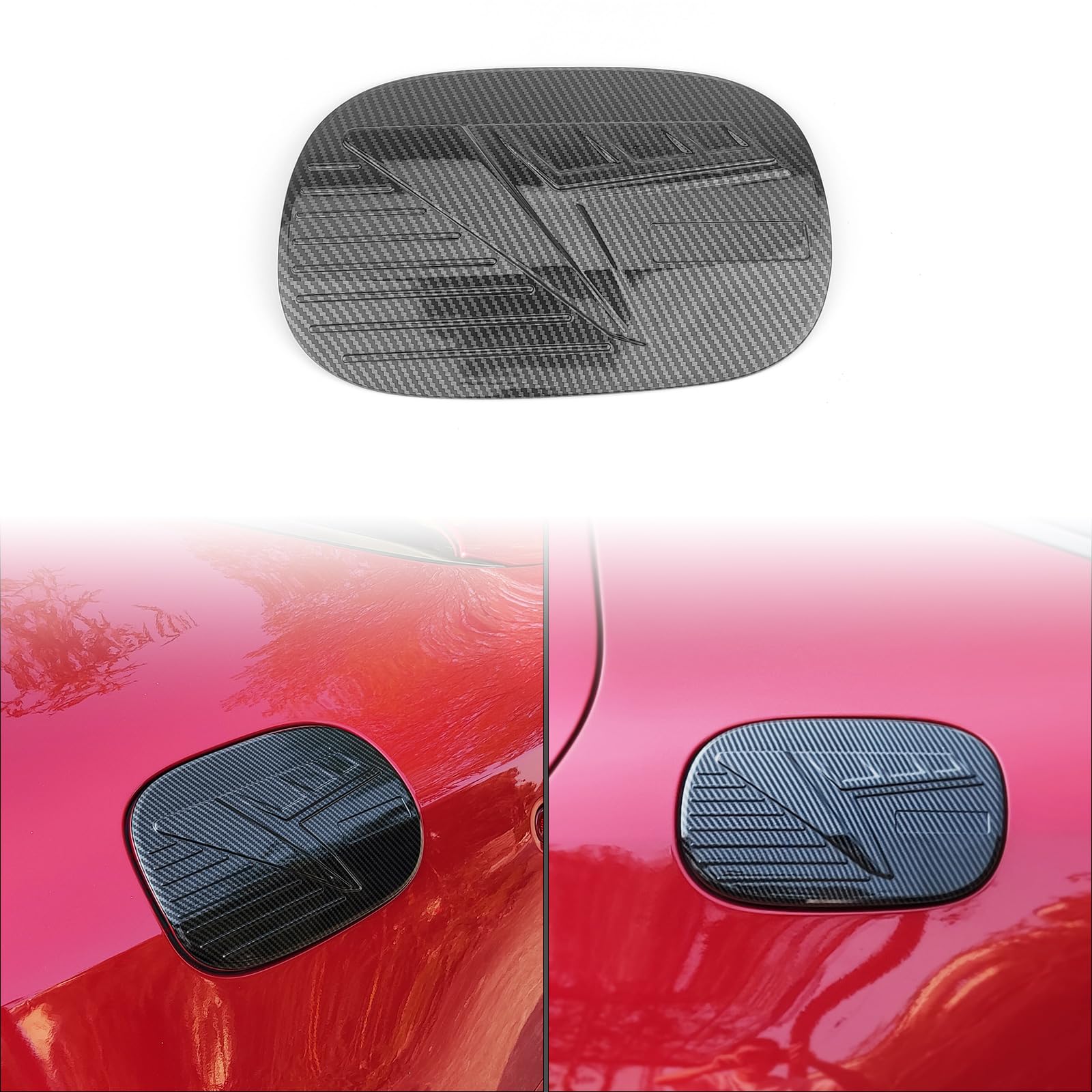 Carbon Fiber ABS Fuel Tank Cover Oil Gas Cap Fuel Filler Door Trim Cover Decal Sticker Compatible with Kia Stinger 2017-2024 Accessories