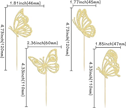 Miniatura 2 de Gyufise 36 adornos de mariposa para cupcakes con purpurina dorada montada en forma de mariposa voladora, decoración para bodas, compromisos,