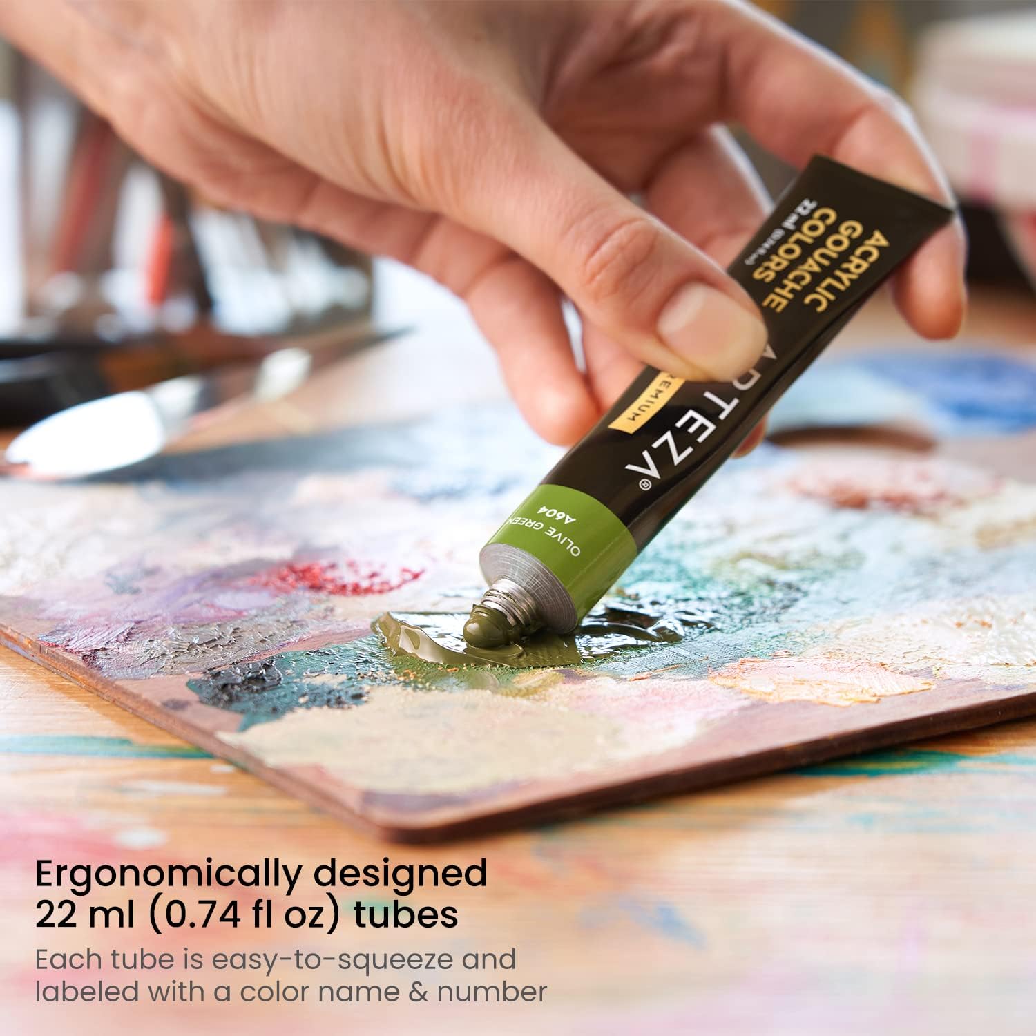 ARTEZA Acrylic Gouache Paint, Acrylic Paint Set of 36 Colors, Matte Finish, 22ml/0.74 oz Gouache Paint Tubes