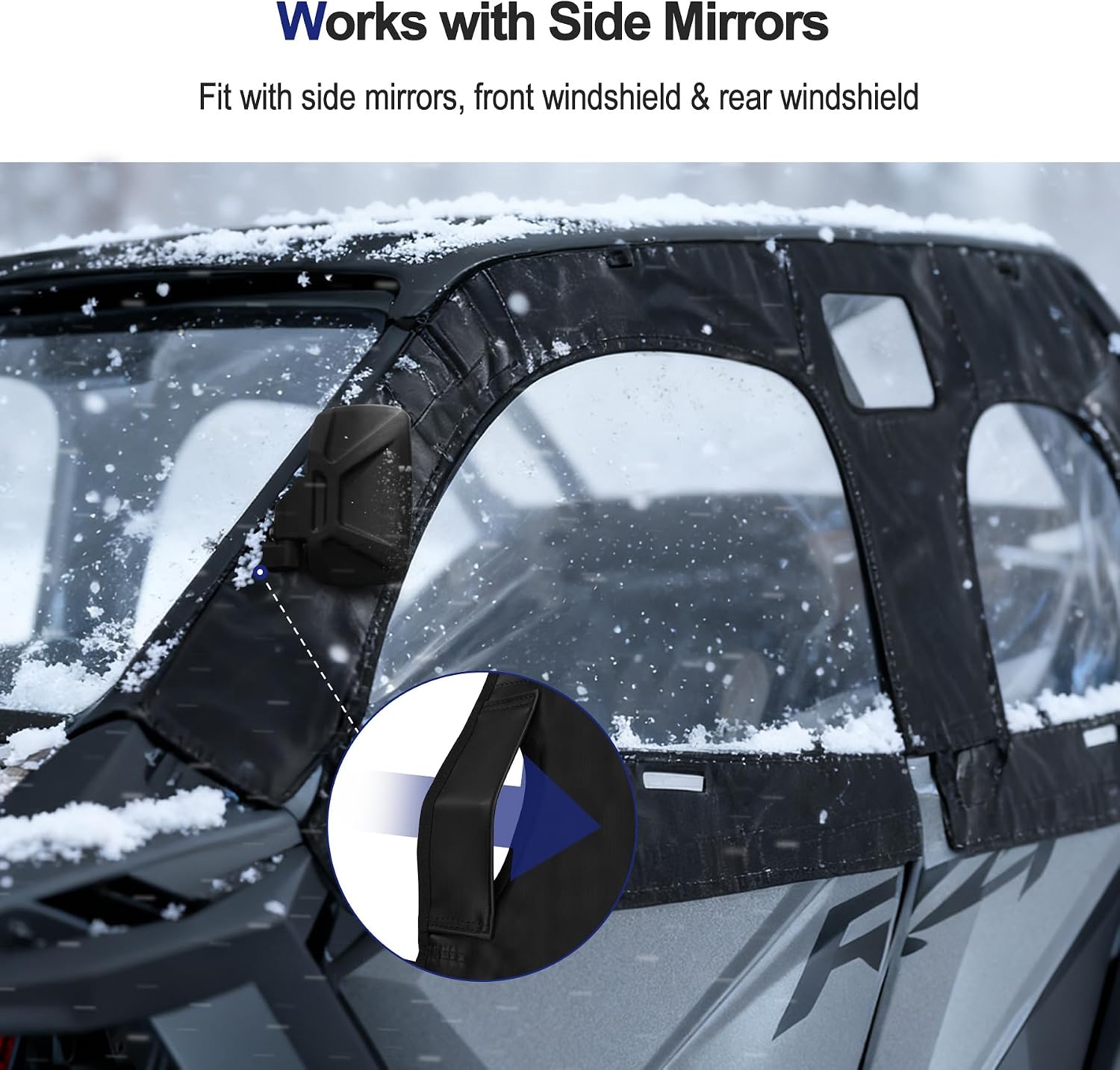 ZIDIYORUO Cab Enclosure Upper Doors for Polaris RZR PRO, Against Cold Wind, Zipper Roller Design, Fit Side Mirrors & Front Windshield, Compatible with RZR PRO XP 4 & 2022-2024 RZR Turbo R 4