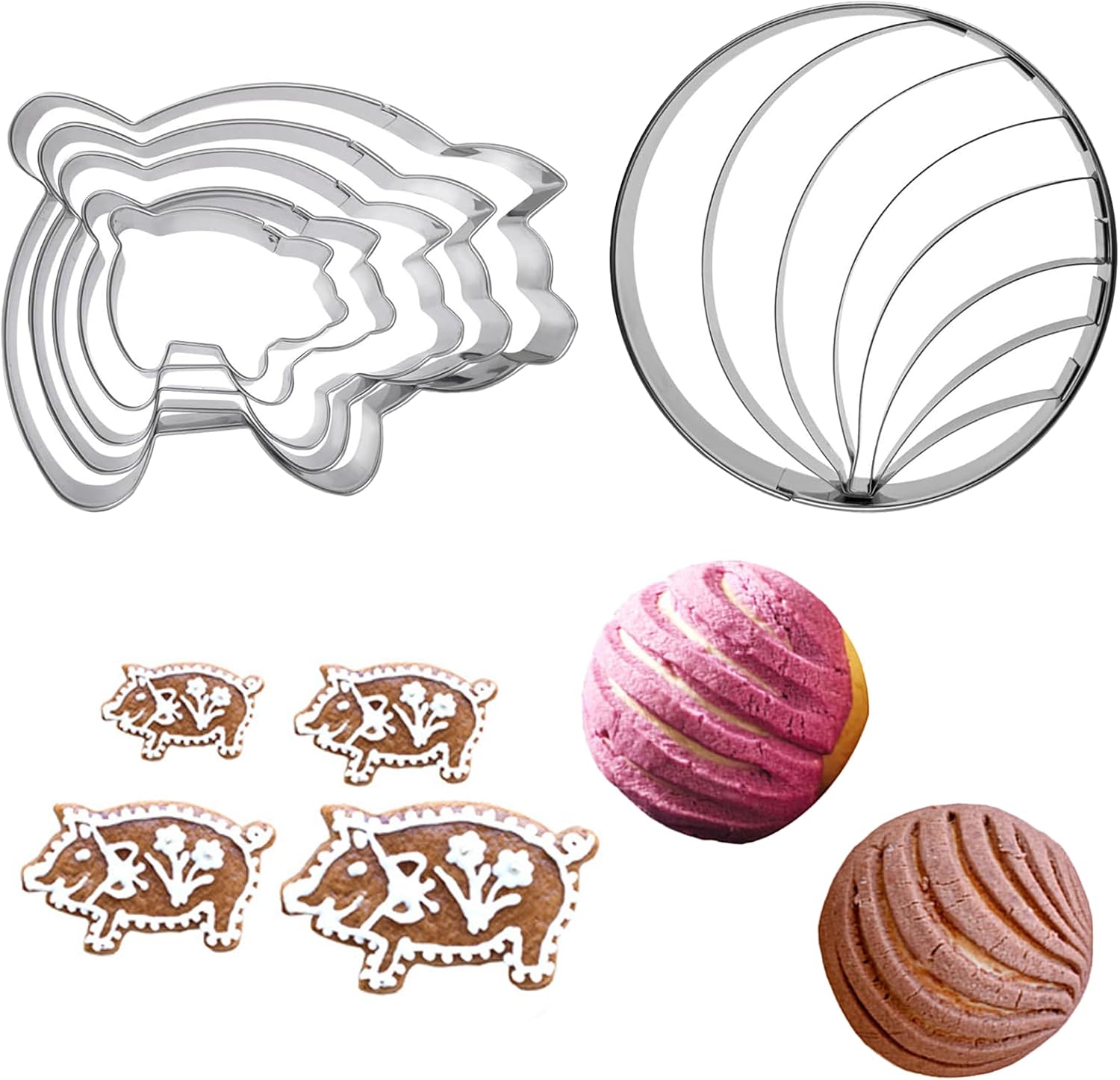 Pig Cookie Cutter 2-in-1 Stamp Set For Mexican Marranitos Concha