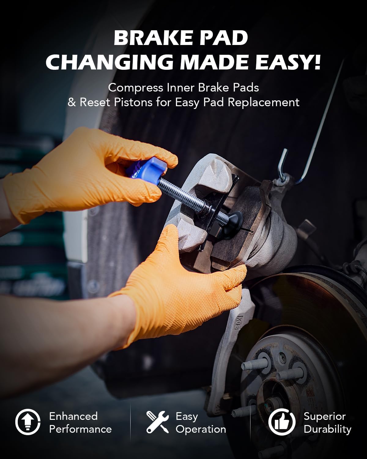 Orion Motor Tech Brake Pad Spreader, Heavy Duty Brake Pad Spreader Tool, and Single Flaring Tool for 1/8" - 3/4" Tubing