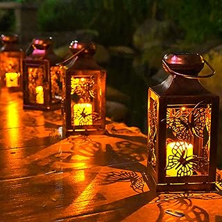 Solar Lanterns Outdoor Hanging Waterproof Solar Powered Patio Yard Backyard Christmas Decorative Candle Lanterns Umbrella ...
