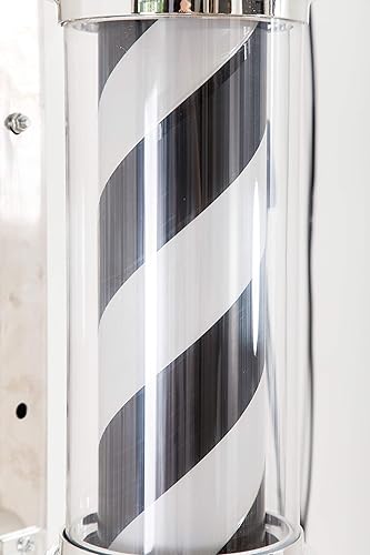 Miniatura 4 de BarberPub Barra de peluquería giratoria LED tiras luz metal peluquería signo L018 (negro y blanco)