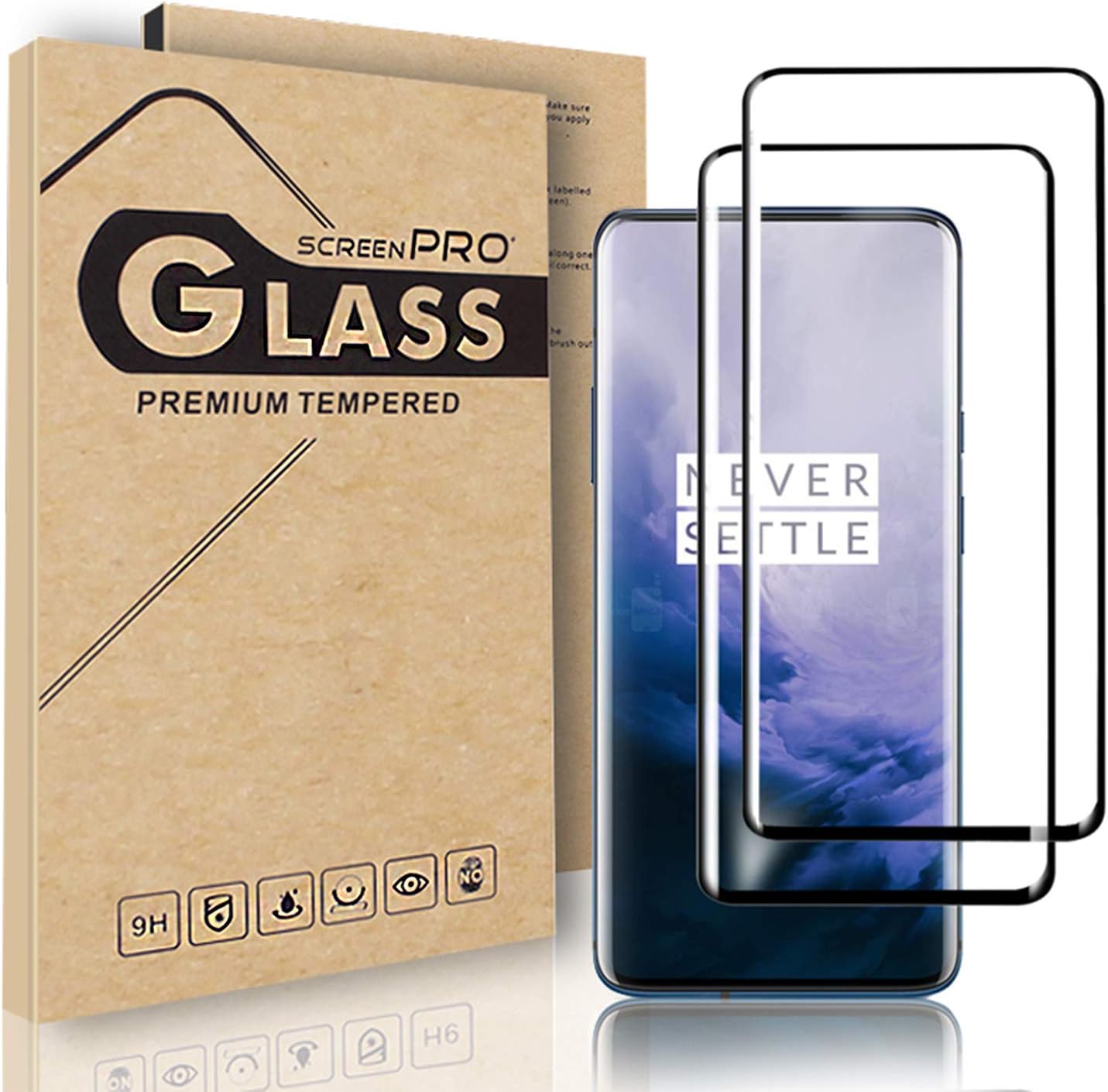 OnePlus 7 Pro Screen Protector,[2 Pack] HOLOK Tempered Glass with Fingerprint Scaner, 3D Liquid Clear, 9H Hardness,Full Curved Edge Case for OnePlus 7 Pro