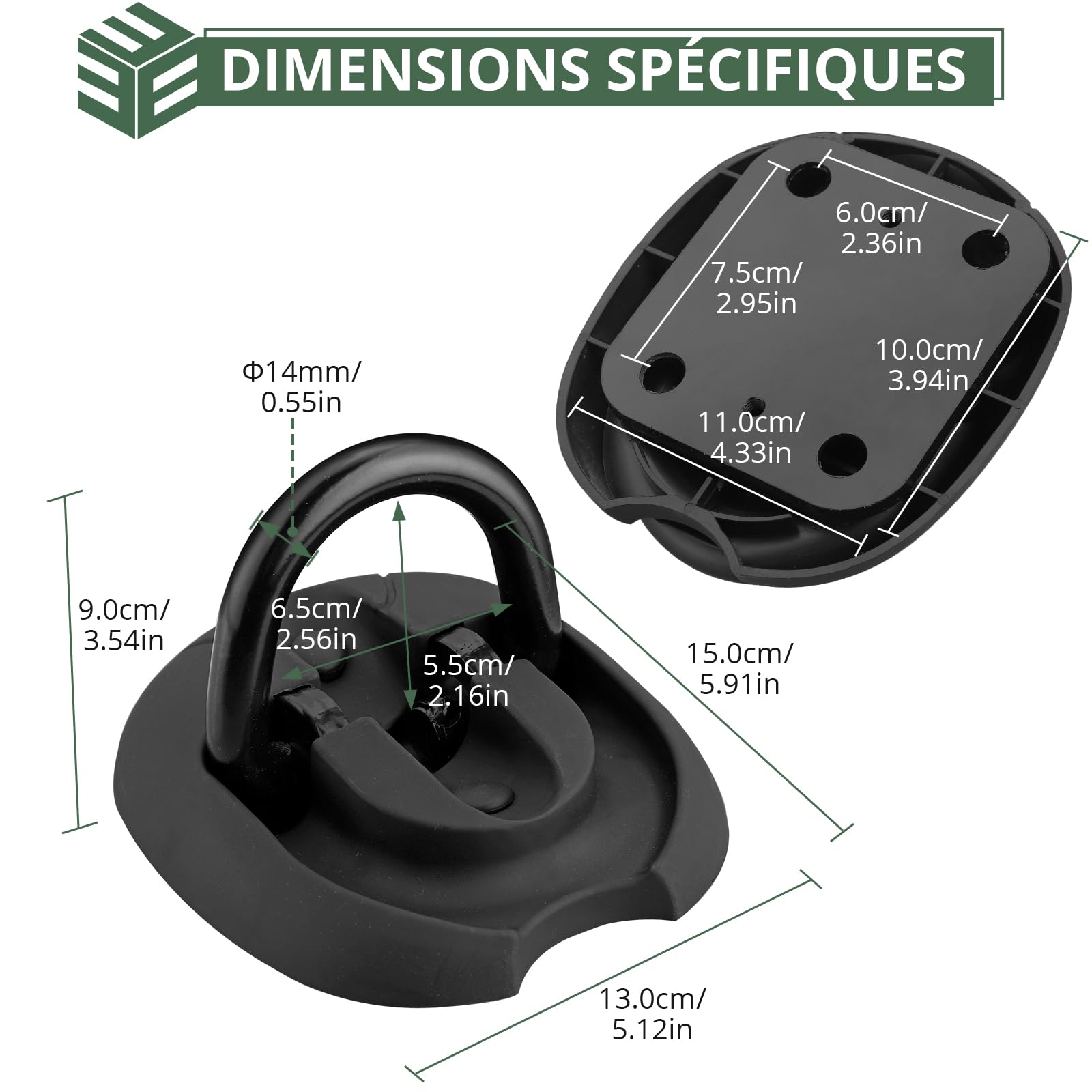 EYPINS Ancrage au sol avec Foret Acier Trempé Rabattable vers le Haut et vers le Bas en Acier Haute Sécurité pour Moto Vélo Serrure de Moto avec 4 Points de Verrouillage Noir